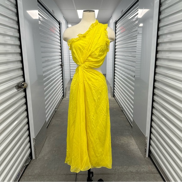 Cinq a sept 100% silk corinne cut out one shoulder dress 12 - Picture 4 of 9